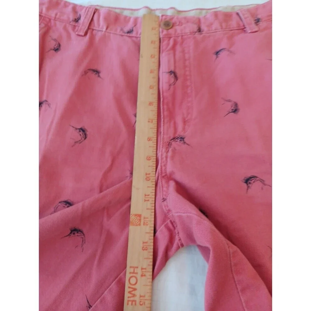 Izod red swordfish print shorts mens 36 cotton preppy beach coastal golf